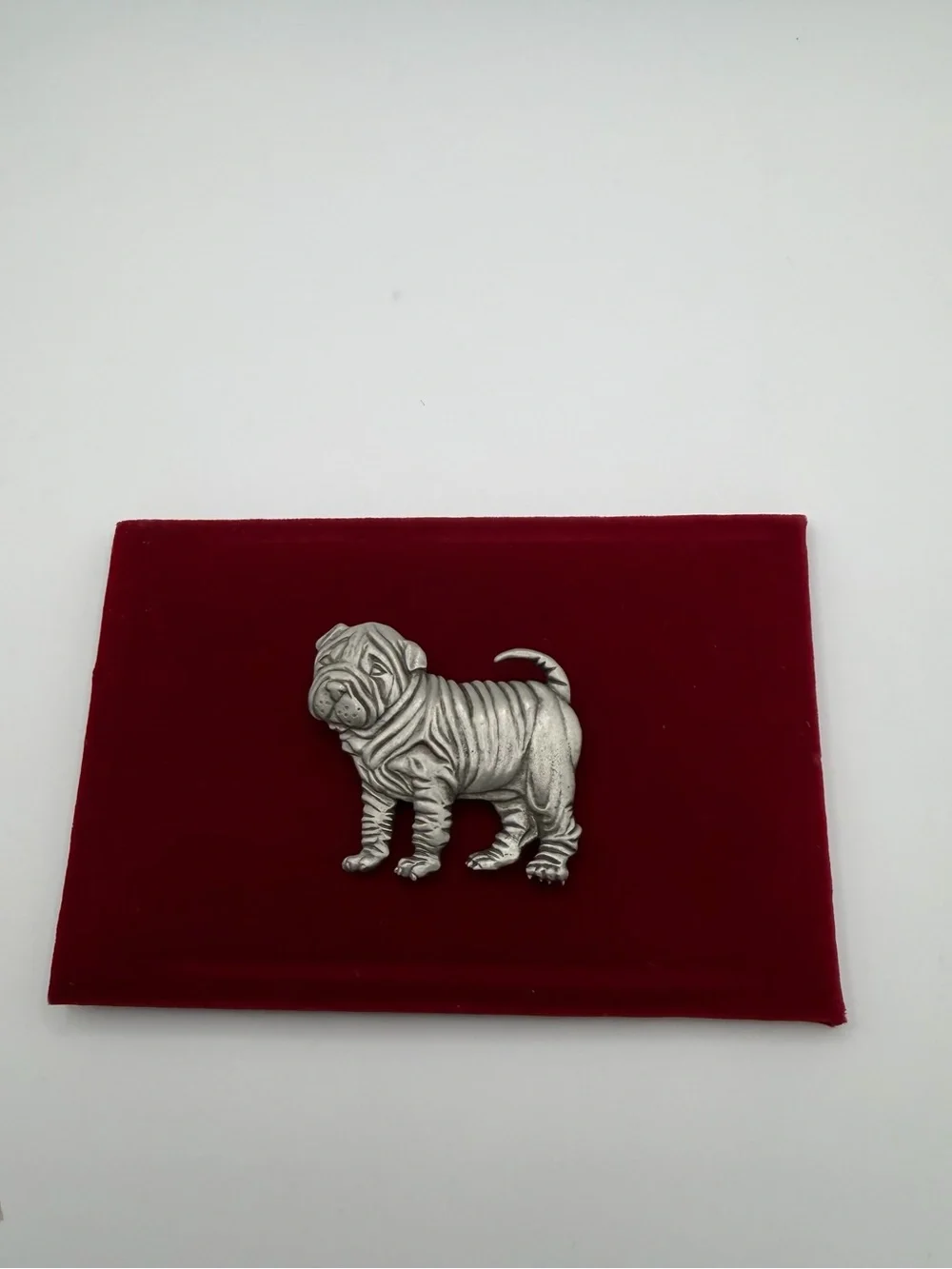 Vintage Silver Shar Pei Dog brooch pin